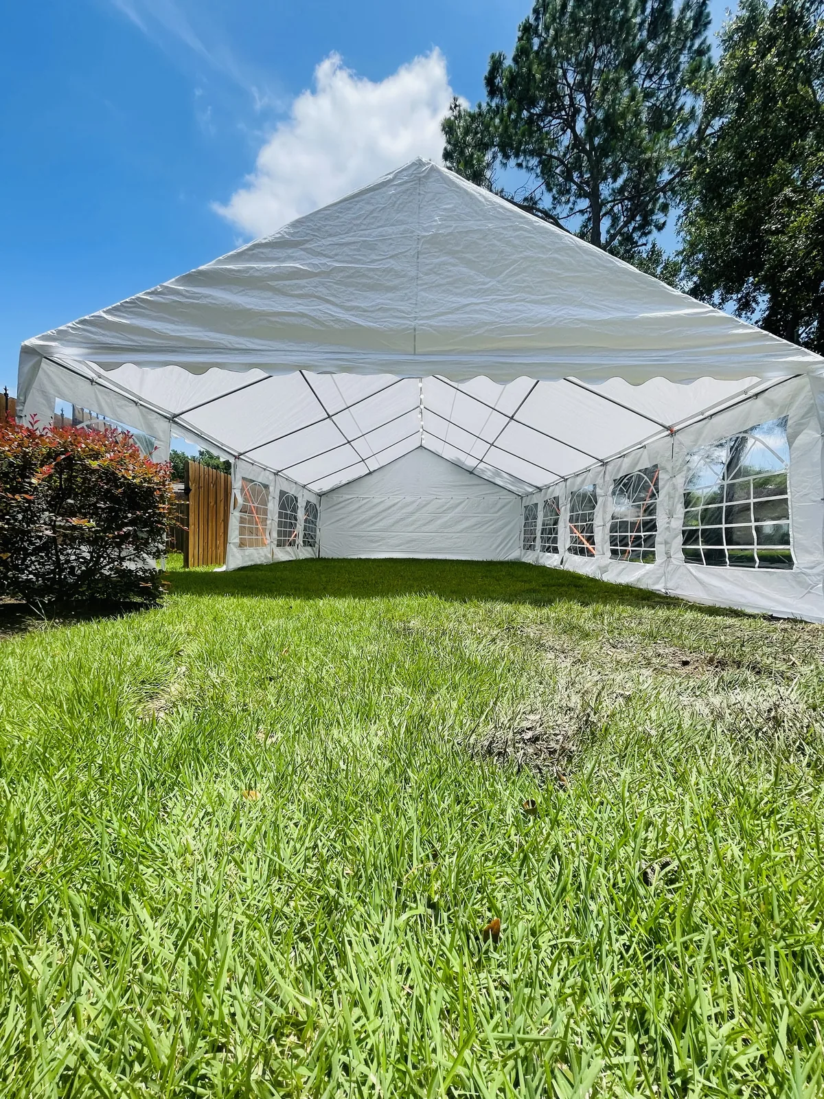 Party tent prepared for an event