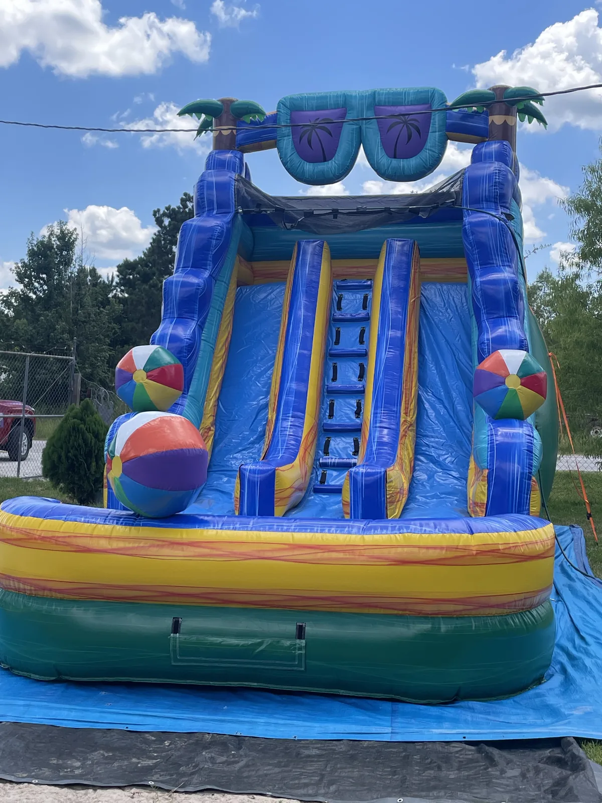 Colorful beach bounce house